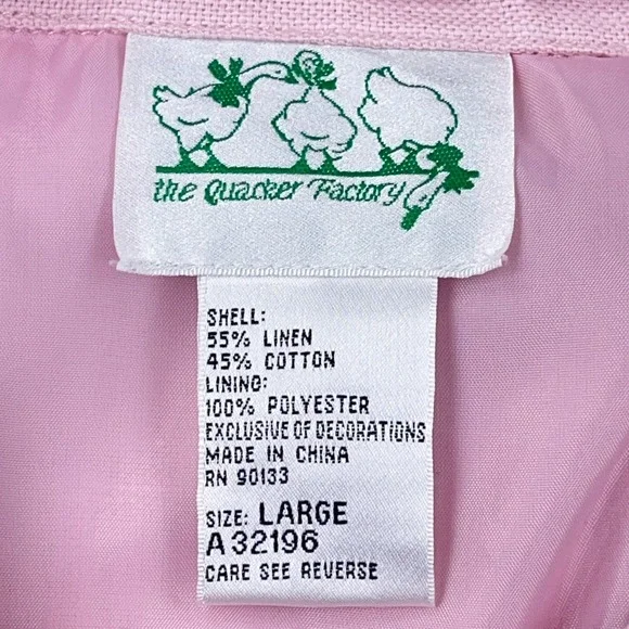 Vintage Quacker Factory Jacket Women Large Pink Embroidered Flower Linen Boho - Picture 3 of 16